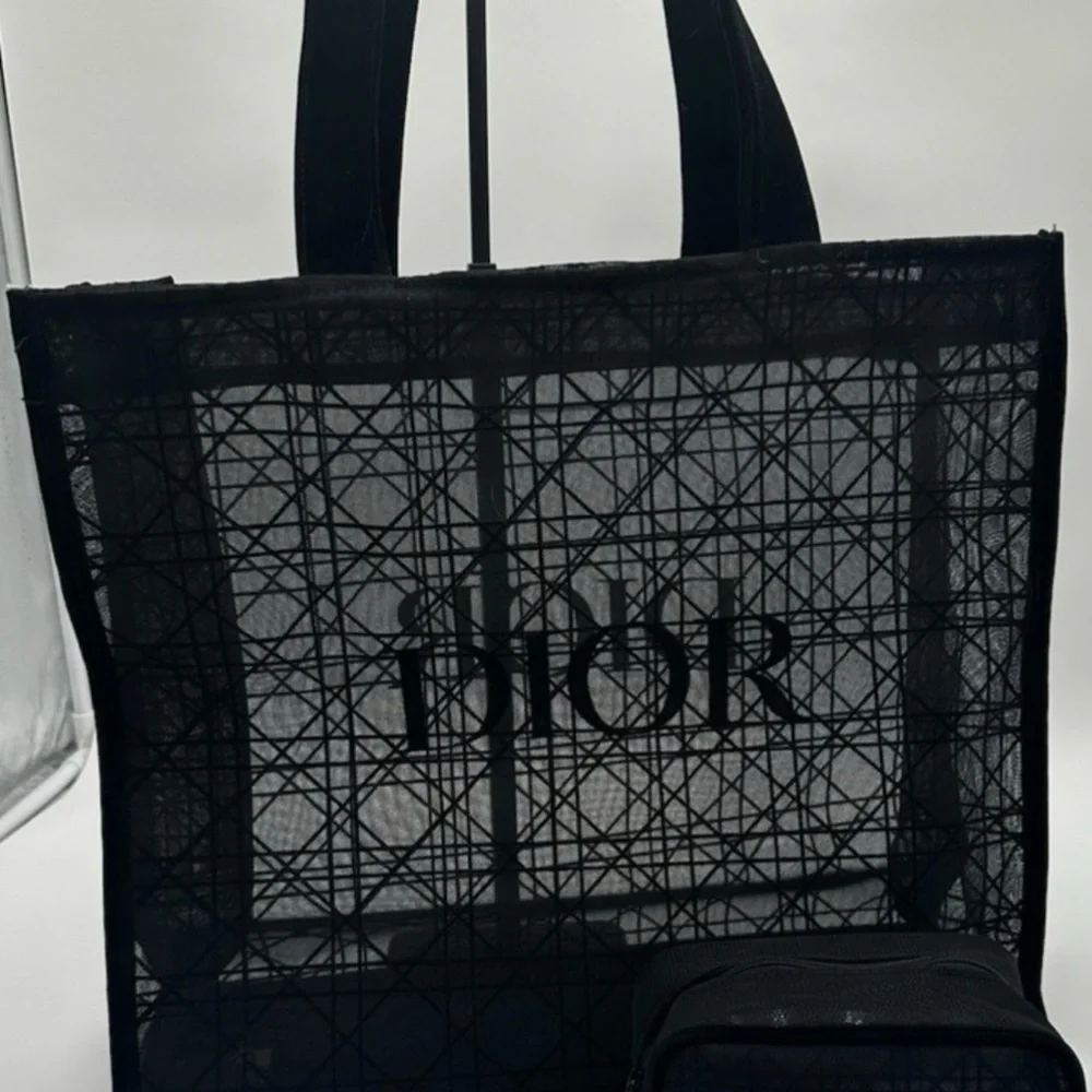 Bundle of Dior Black Mesh Tote with matching Pouch - Picture 7 of 14
